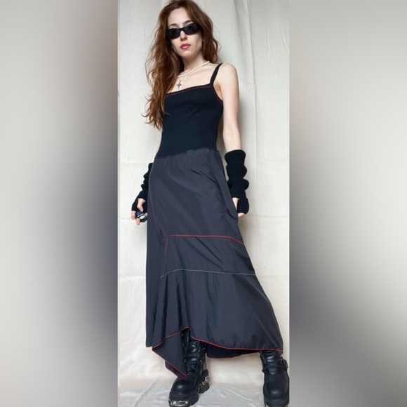 Cop Copine Y2K Cyber Futuristic Parachute Tank Maxi Dress & Mesh Top Set Size S - Picture 10 of 17